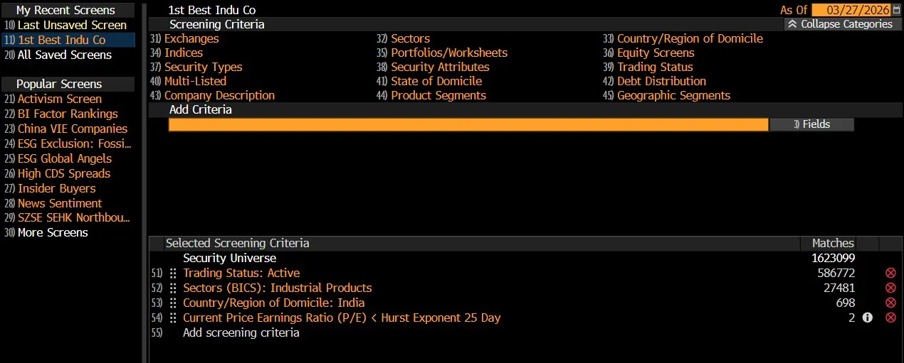 Bloomberg BQL equity screening & financial data analysis
